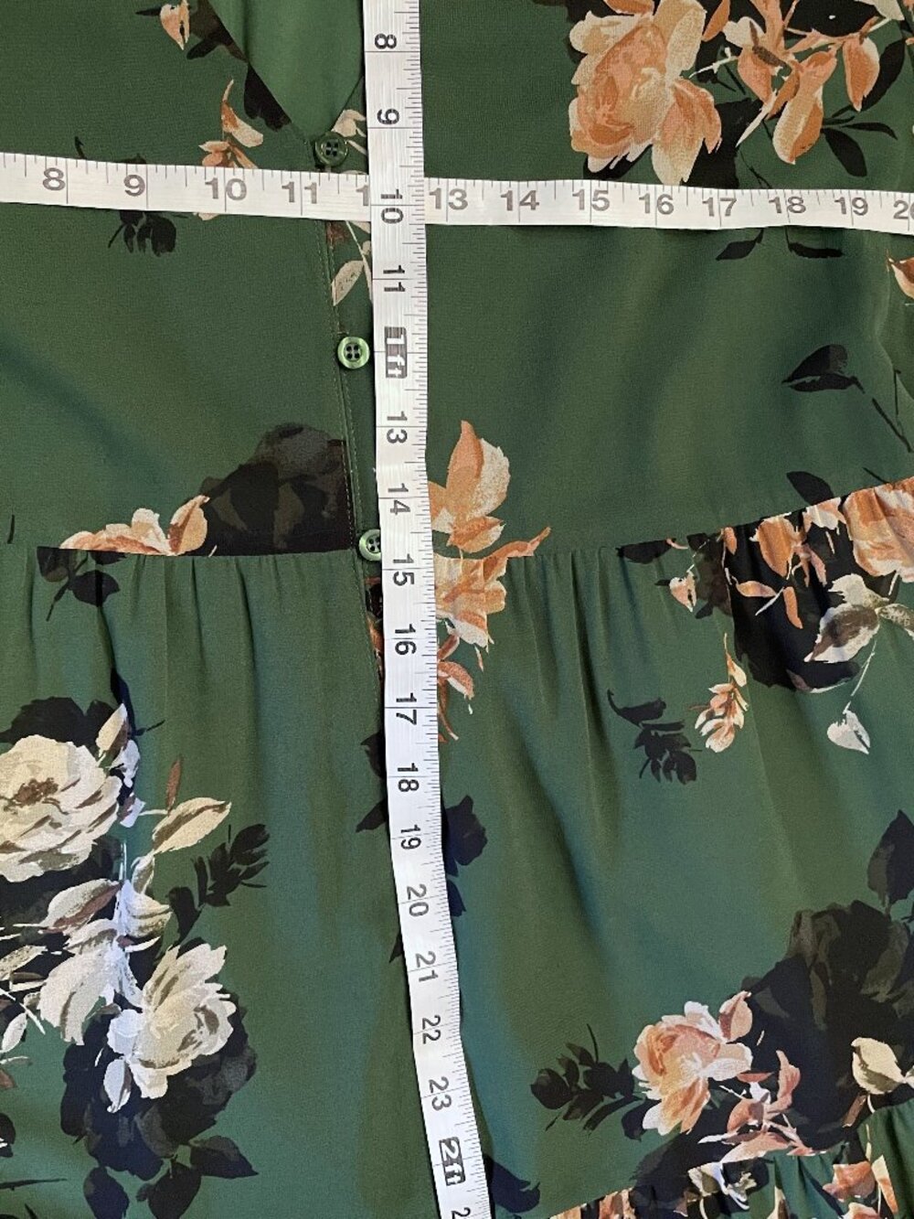 Sugarlips Dress XL Green Tiered Floral Long Sheer Sleeve Maxi Lined Graceful - Picture 9 of 14